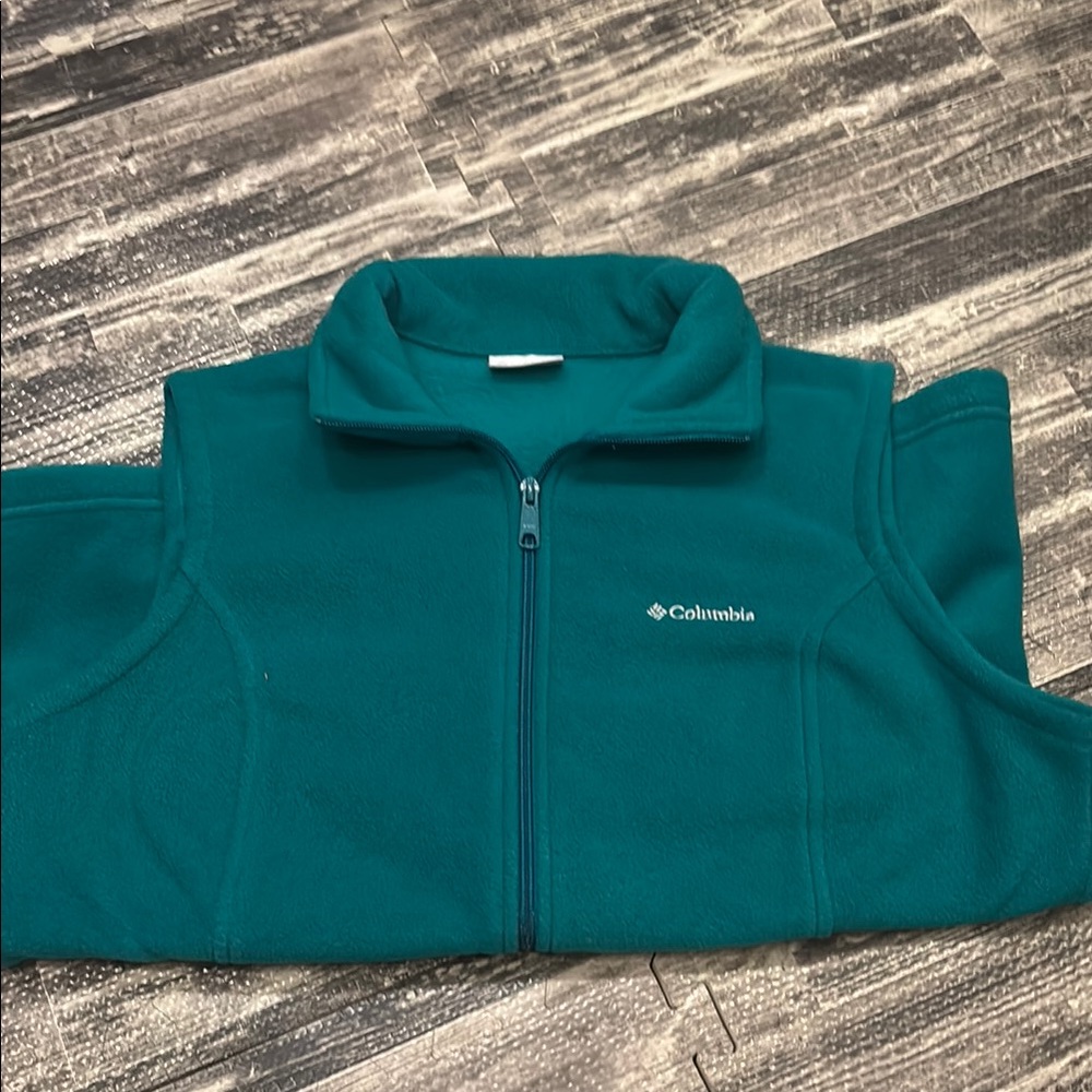 Columbia Green and Blue Fleece Vest